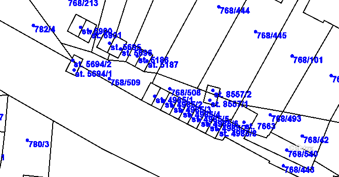 Parcela st. 768/508 v KÚ Zlín, Katastrální mapa