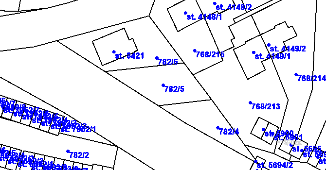 Parcela st. 782/5 v KÚ Zlín, Katastrální mapa
