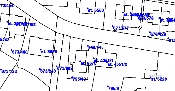 Parcela st. 795/11 v KÚ Zlín, Katastrální mapa