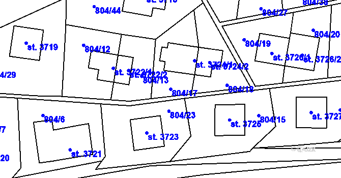 Parcela st. 804/17 v KÚ Zlín, Katastrální mapa