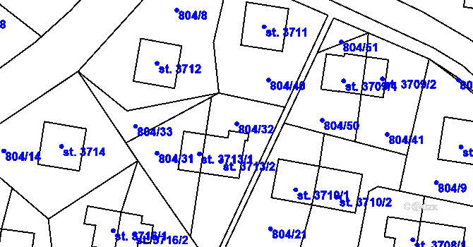 Parcela st. 804/32 v KÚ Zlín, Katastrální mapa