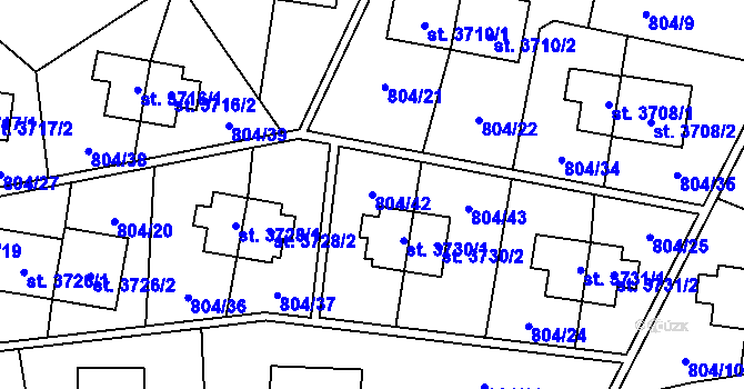 Parcela st. 804/42 v KÚ Zlín, Katastrální mapa