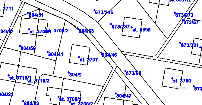 Parcela st. 804/46 v KÚ Zlín, Katastrální mapa