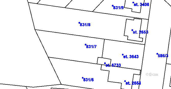 Parcela st. 831/7 v KÚ Zlín, Katastrální mapa
