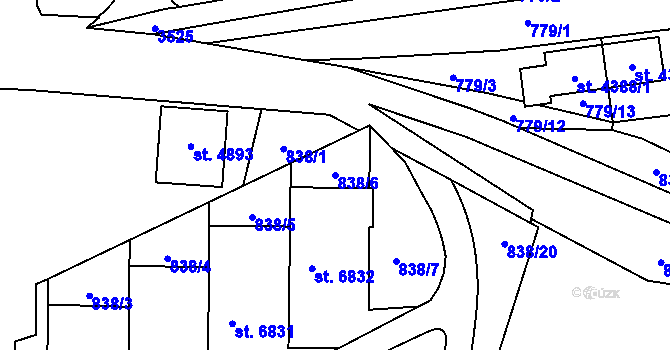 Parcela st. 838/6 v KÚ Zlín, Katastrální mapa