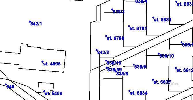 Parcela st. 842/2 v KÚ Zlín, Katastrální mapa