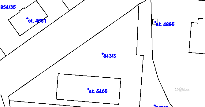 Parcela st. 843/3 v KÚ Zlín, Katastrální mapa