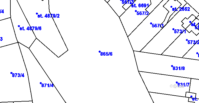 Parcela st. 865/6 v KÚ Zlín, Katastrální mapa