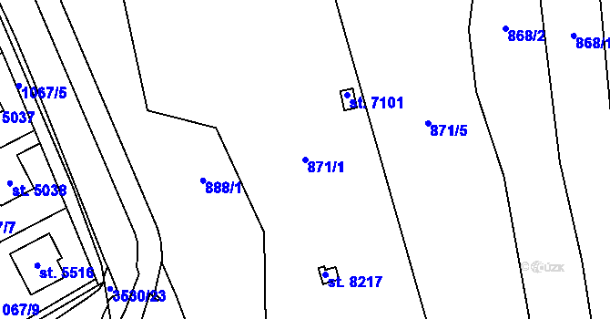 Parcela st. 871/1 v KÚ Zlín, Katastrální mapa
