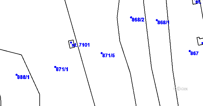 Parcela st. 871/5 v KÚ Zlín, Katastrální mapa