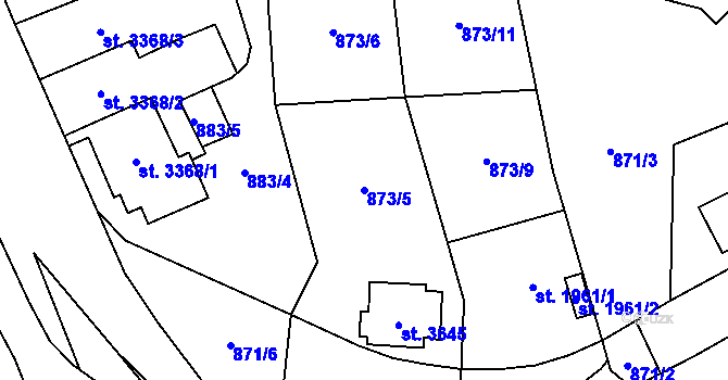 Parcela st. 873/5 v KÚ Zlín, Katastrální mapa