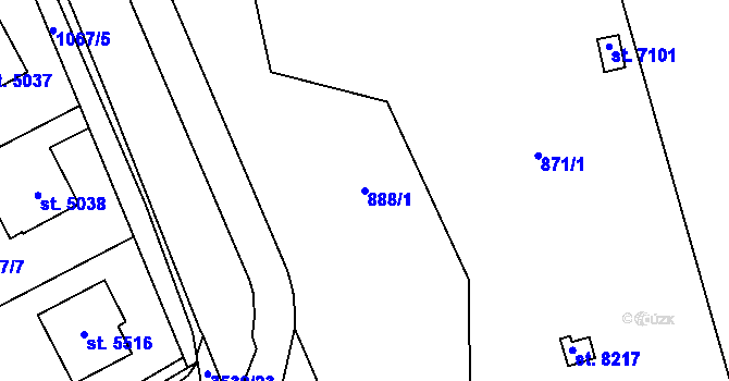 Parcela st. 888/1 v KÚ Zlín, Katastrální mapa