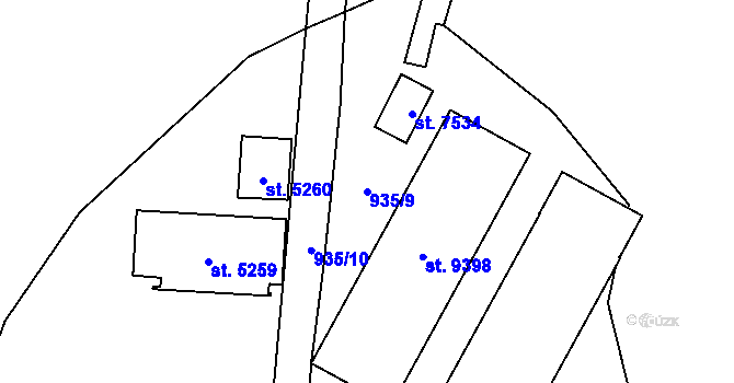 Parcela st. 935/9 v KÚ Zlín, Katastrální mapa