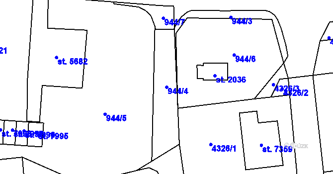 Parcela st. 944/4 v KÚ Zlín, Katastrální mapa