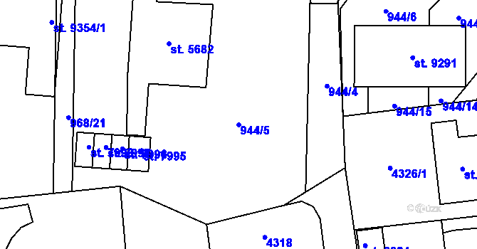 Parcela st. 944/5 v KÚ Zlín, Katastrální mapa