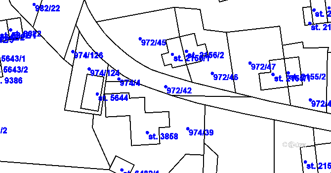 Parcela st. 972/42 v KÚ Zlín, Katastrální mapa
