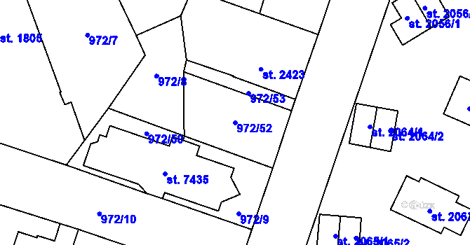 Parcela st. 972/52 v KÚ Zlín, Katastrální mapa