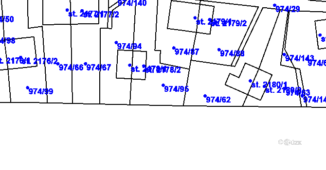 Parcela st. 974/95 v KÚ Zlín, Katastrální mapa