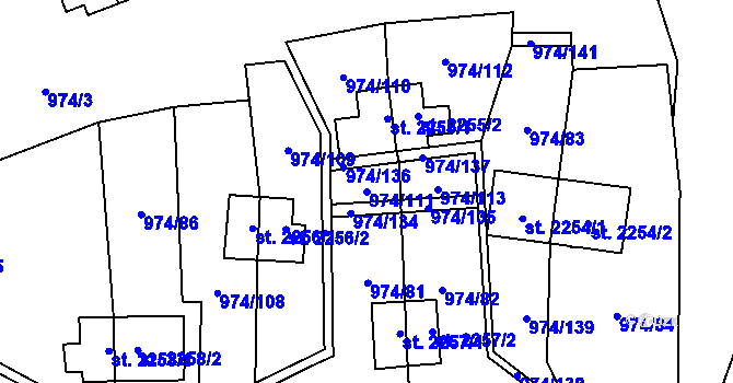 Parcela st. 974/111 v KÚ Zlín, Katastrální mapa