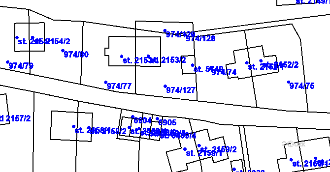 Parcela st. 974/127 v KÚ Zlín, Katastrální mapa
