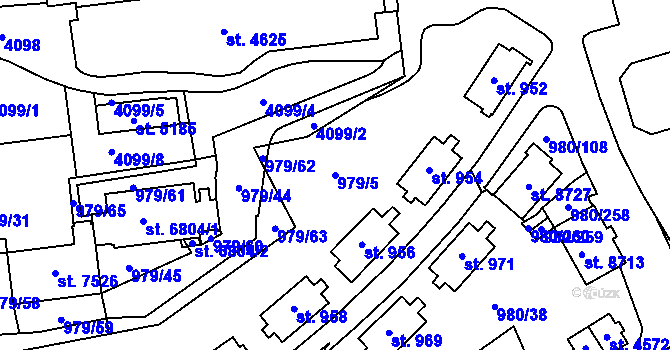 Parcela st. 979/5 v KÚ Zlín, Katastrální mapa