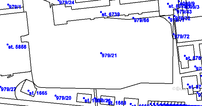 Parcela st. 979/21 v KÚ Zlín, Katastrální mapa