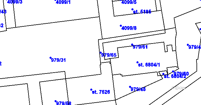 Parcela st. 979/65 v KÚ Zlín, Katastrální mapa