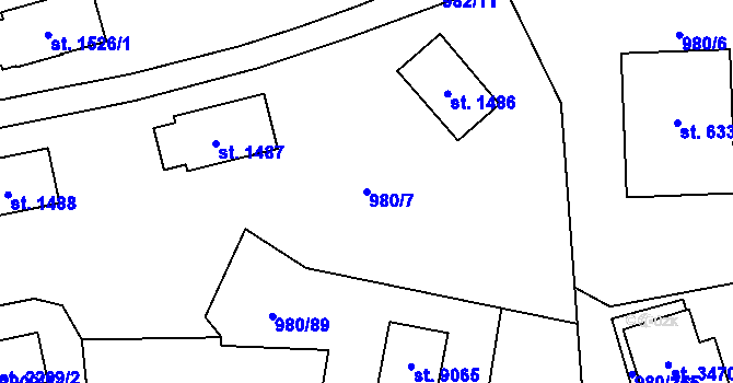 Parcela st. 980/7 v KÚ Zlín, Katastrální mapa