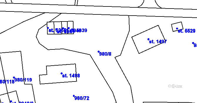 Parcela st. 980/8 v KÚ Zlín, Katastrální mapa