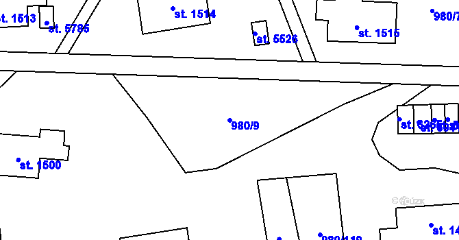 Parcela st. 980/9 v KÚ Zlín, Katastrální mapa