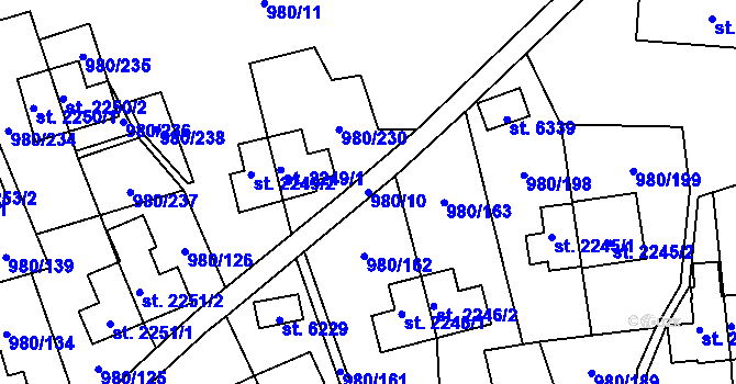 Parcela st. 980/10 v KÚ Zlín, Katastrální mapa