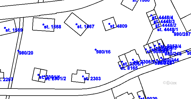 Parcela st. 980/16 v KÚ Zlín, Katastrální mapa