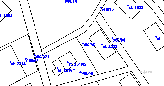Parcela st. 980/85 v KÚ Zlín, Katastrální mapa