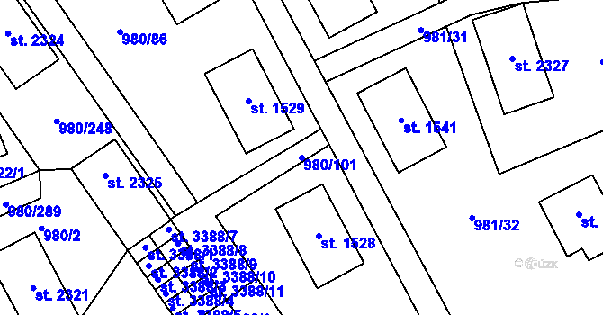 Parcela st. 980/101 v KÚ Zlín, Katastrální mapa