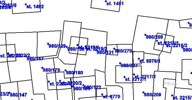Parcela st. 980/131 v KÚ Zlín, Katastrální mapa