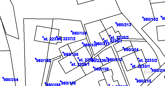 Parcela st. 980/157 v KÚ Zlín, Katastrální mapa