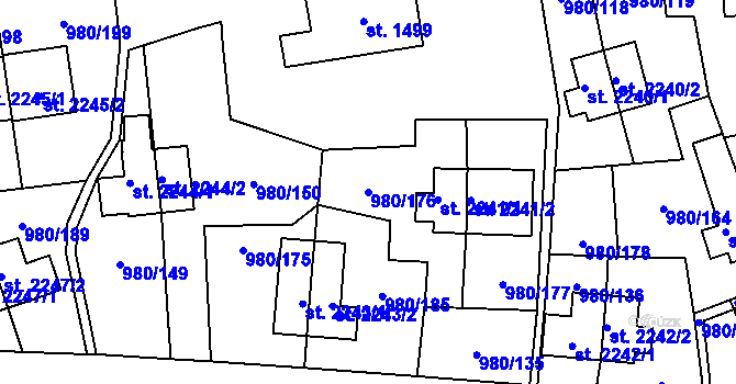 Parcela st. 980/176 v KÚ Zlín, Katastrální mapa