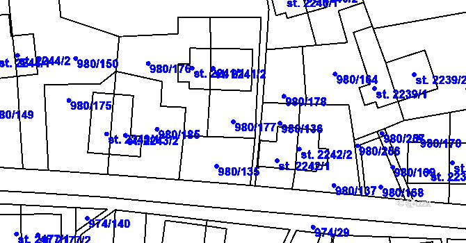 Parcela st. 980/177 v KÚ Zlín, Katastrální mapa