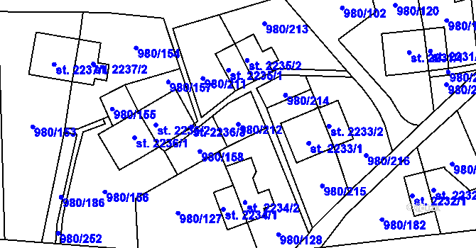 Parcela st. 980/212 v KÚ Zlín, Katastrální mapa