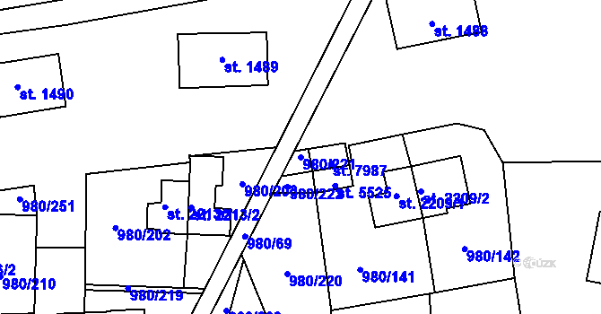 Parcela st. 980/221 v KÚ Zlín, Katastrální mapa