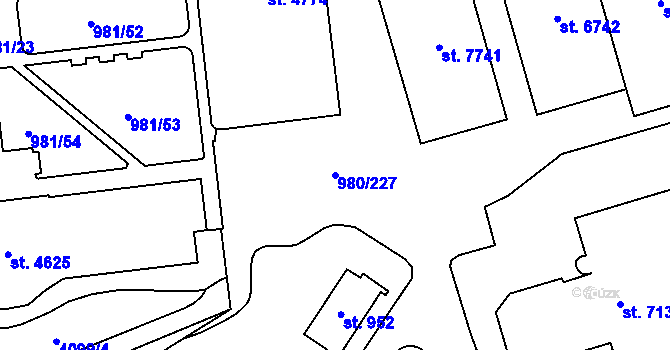 Parcela st. 980/227 v KÚ Zlín, Katastrální mapa