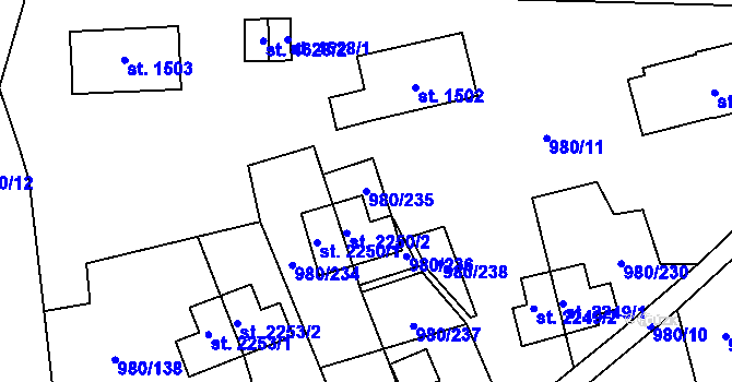 Parcela st. 980/235 v KÚ Zlín, Katastrální mapa