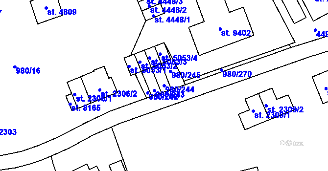 Parcela st. 980/244 v KÚ Zlín, Katastrální mapa