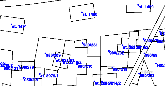 Parcela st. 980/251 v KÚ Zlín, Katastrální mapa