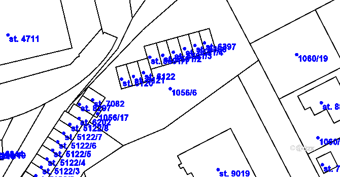 Parcela st. 1056/6 v KÚ Zlín, Katastrální mapa
