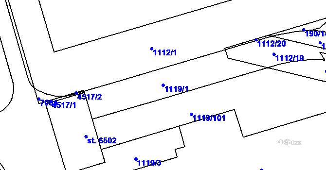 Parcela st. 1119/1 v KÚ Zlín, Katastrální mapa