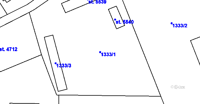 Parcela st. 1333/1 v KÚ Zlín, Katastrální mapa