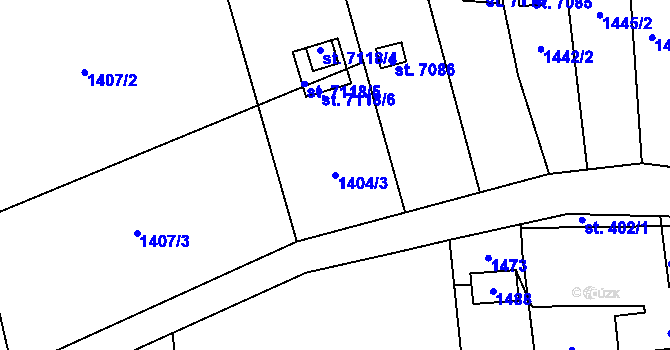 Parcela st. 1404/3 v KÚ Zlín, Katastrální mapa