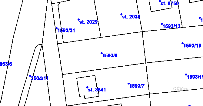 Parcela st. 1593/8 v KÚ Zlín, Katastrální mapa