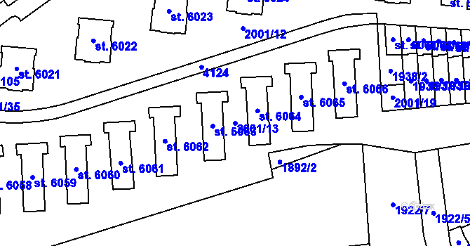 Parcela st. 2001/13 v KÚ Zlín, Katastrální mapa